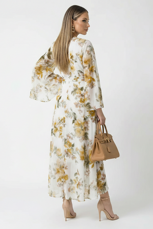 The Golden Petal Wrap Dress