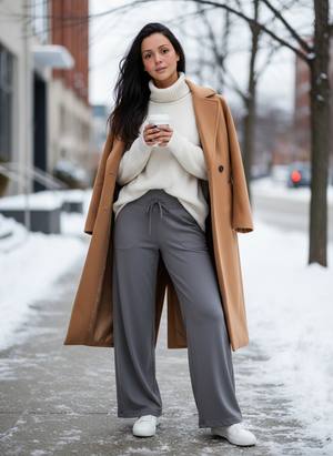 The Sunday Flow Pant - Women's Wide-Leg Lounge Pants with Drawstring Waist – Soft Stretchy High-Rise Casual Trousers