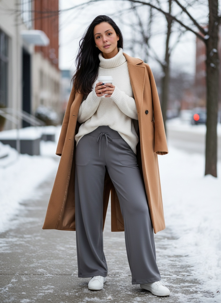 The Sunday Flow Pant - Women's Wide-Leg Lounge Pants with Drawstring Waist – Soft Stretchy High-Rise Casual Trousers