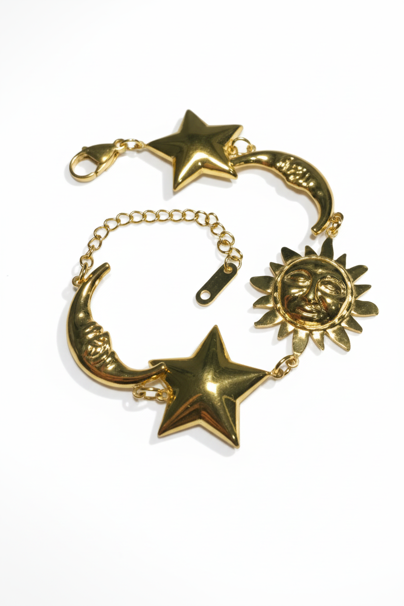 Bold Celestial Sun Moon & Stars Bracelet