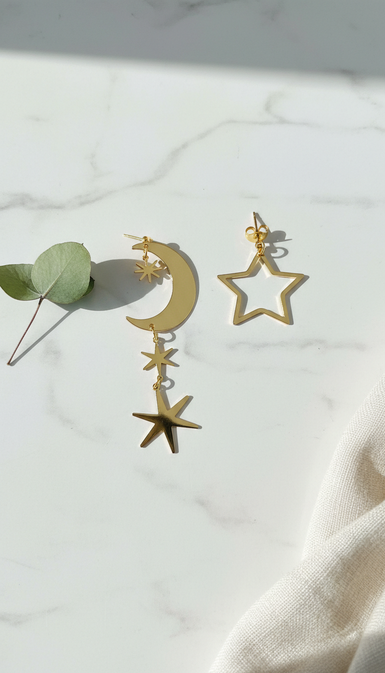 Moon & Star Charm Earrings