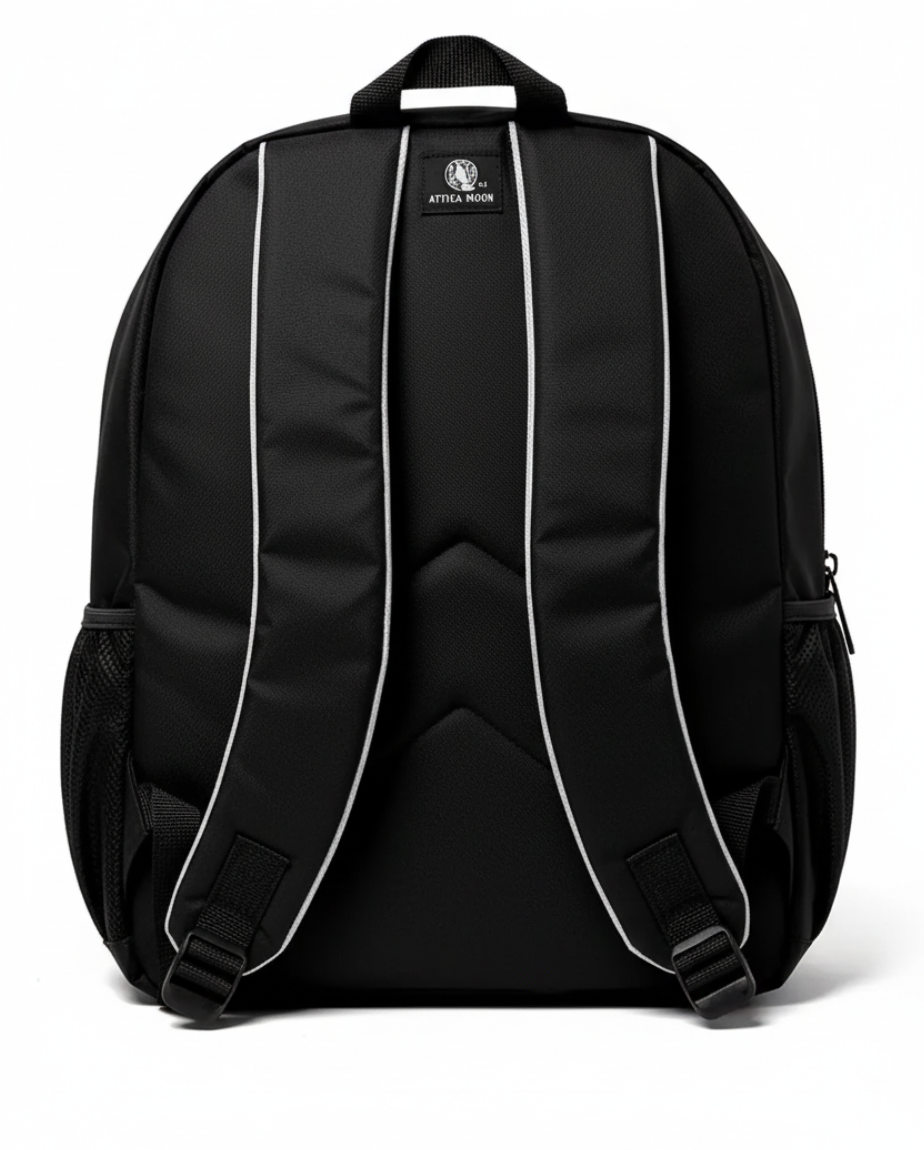 Attica Moon | Luna Embroidered Logo Backpack – Black