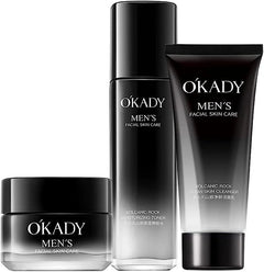 Men's Volcanic Rock Skin Care Set - 3Pcs - Cleanser , Toner & Moisturizing Cream