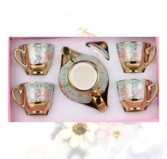 Attica Moon Vintage flowers 5 Piece Tea Set with Teapot (Green)