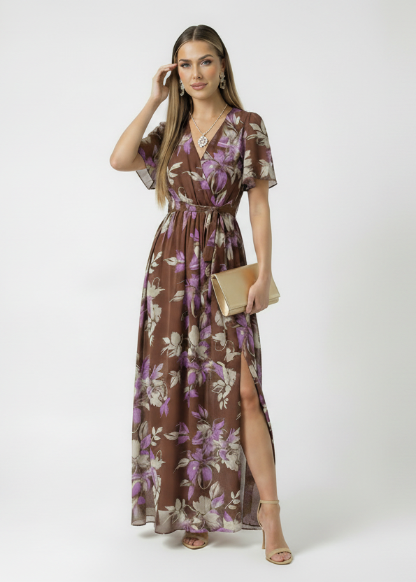 The Mocha Meadow Wrap Dress