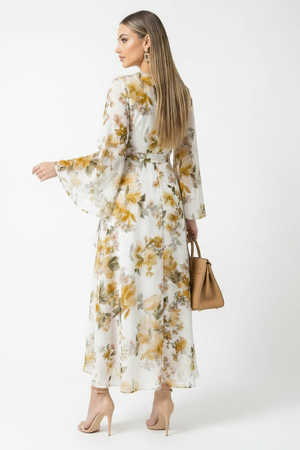 The Golden Petal Wrap Dress