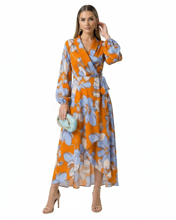 The Sunset Bloom Wrap Dress