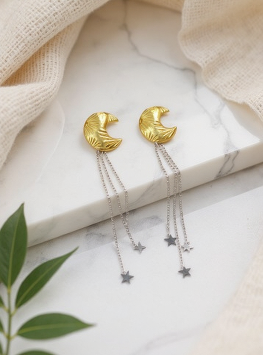 Celestial Harmony Moon & Stars Earrings