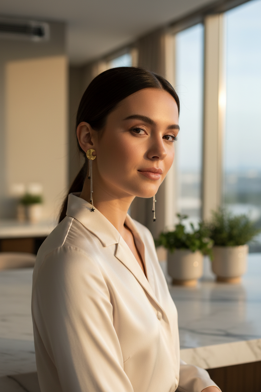 Celestial Harmony Moon & Stars Earrings