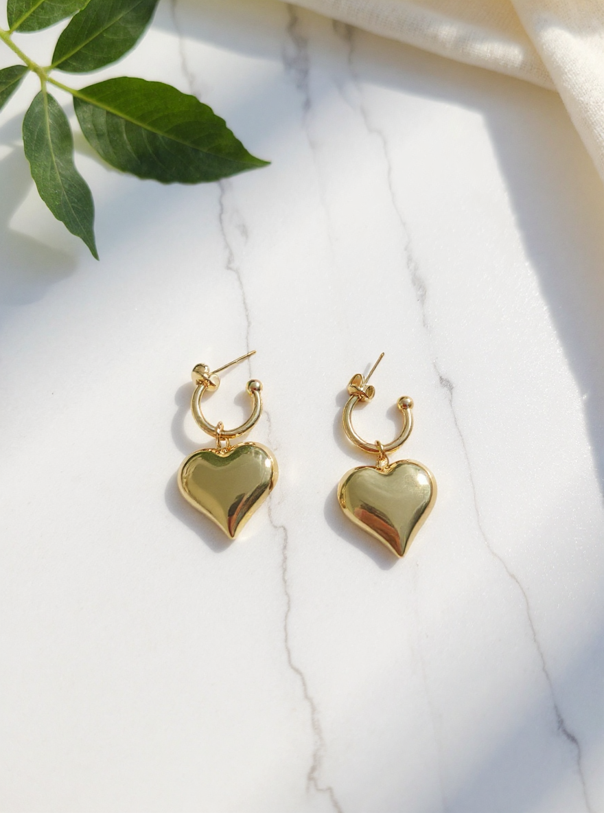 Beloved Heart Hoop Earrings