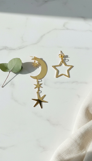 Moon & Star Charm Earrings