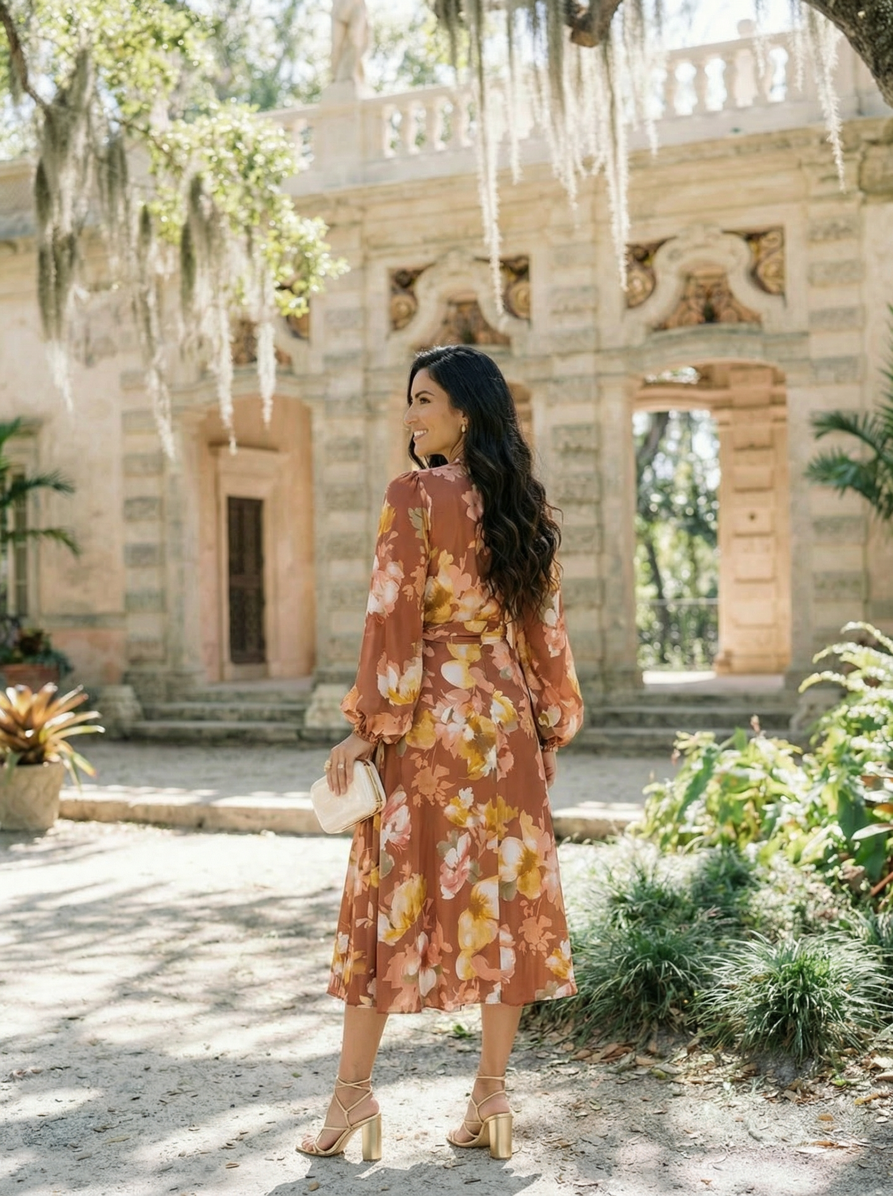 Gilded Bloom Wrap Dress