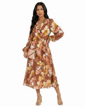 Gilded Bloom Wrap Dress