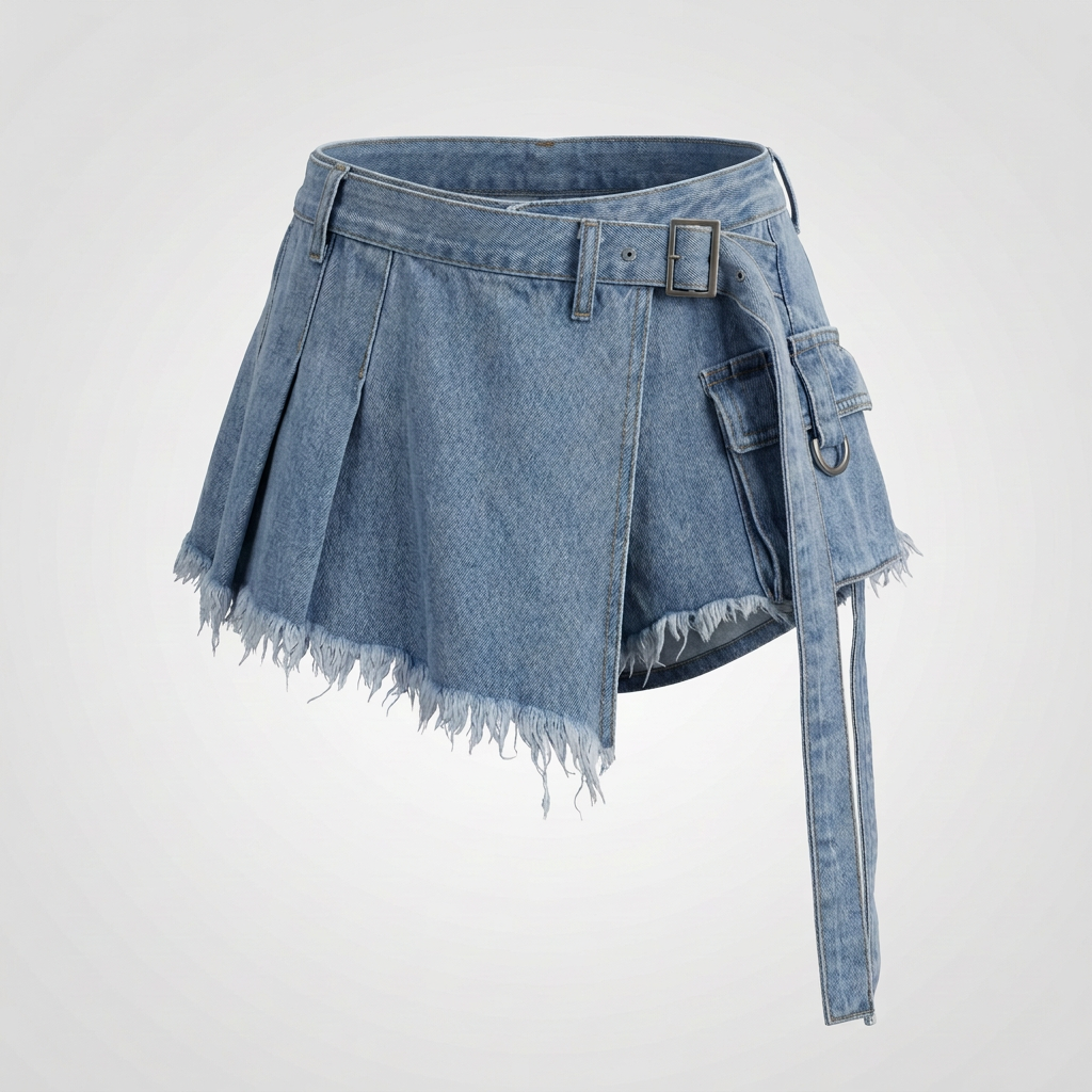 Lunar Fringe Denim Skort