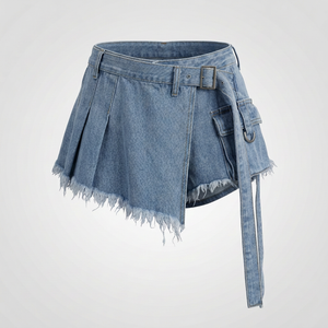 Lunar Fringe Denim Skort