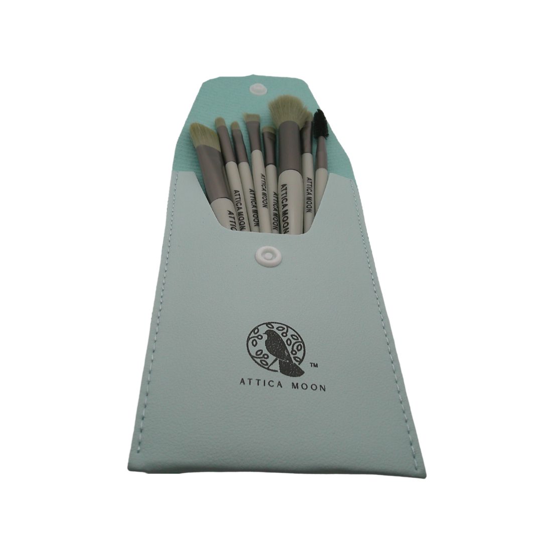Attica Moon | 8-Piece Travel Size Makeup Brush Set - Blue