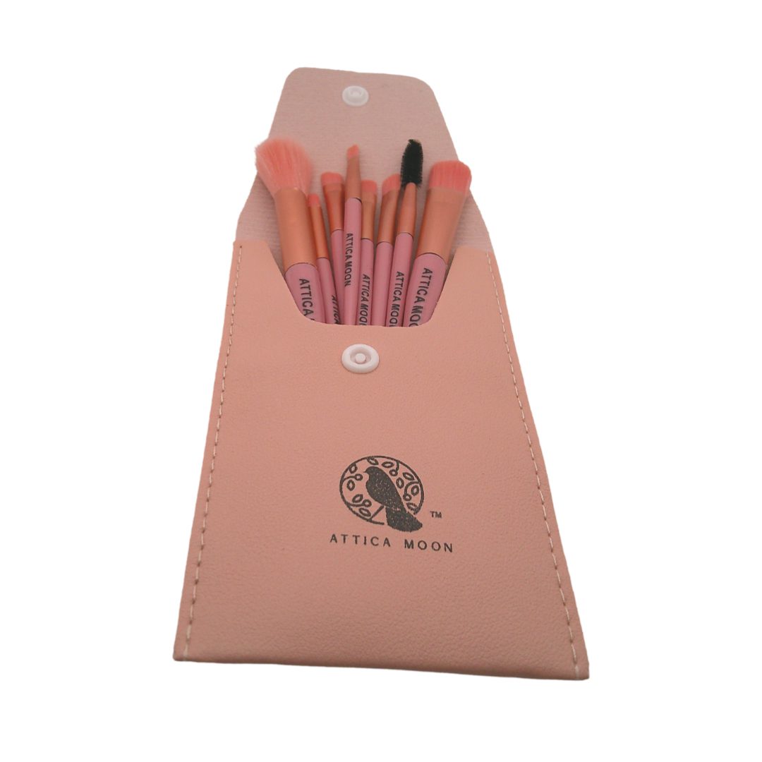 Attica Moon | 8-Piece Travel Size Makeup Brush Set - Pink