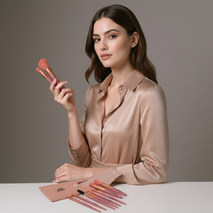 Attica Moon | 8-Piece Travel Size Makeup Brush Set - Pink