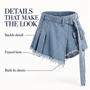 Lunar Fringe Denim Skort