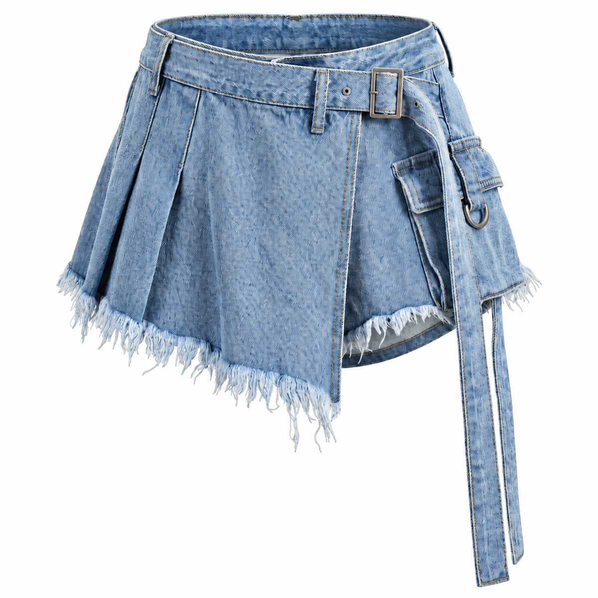 Lunar Fringe Denim Skort